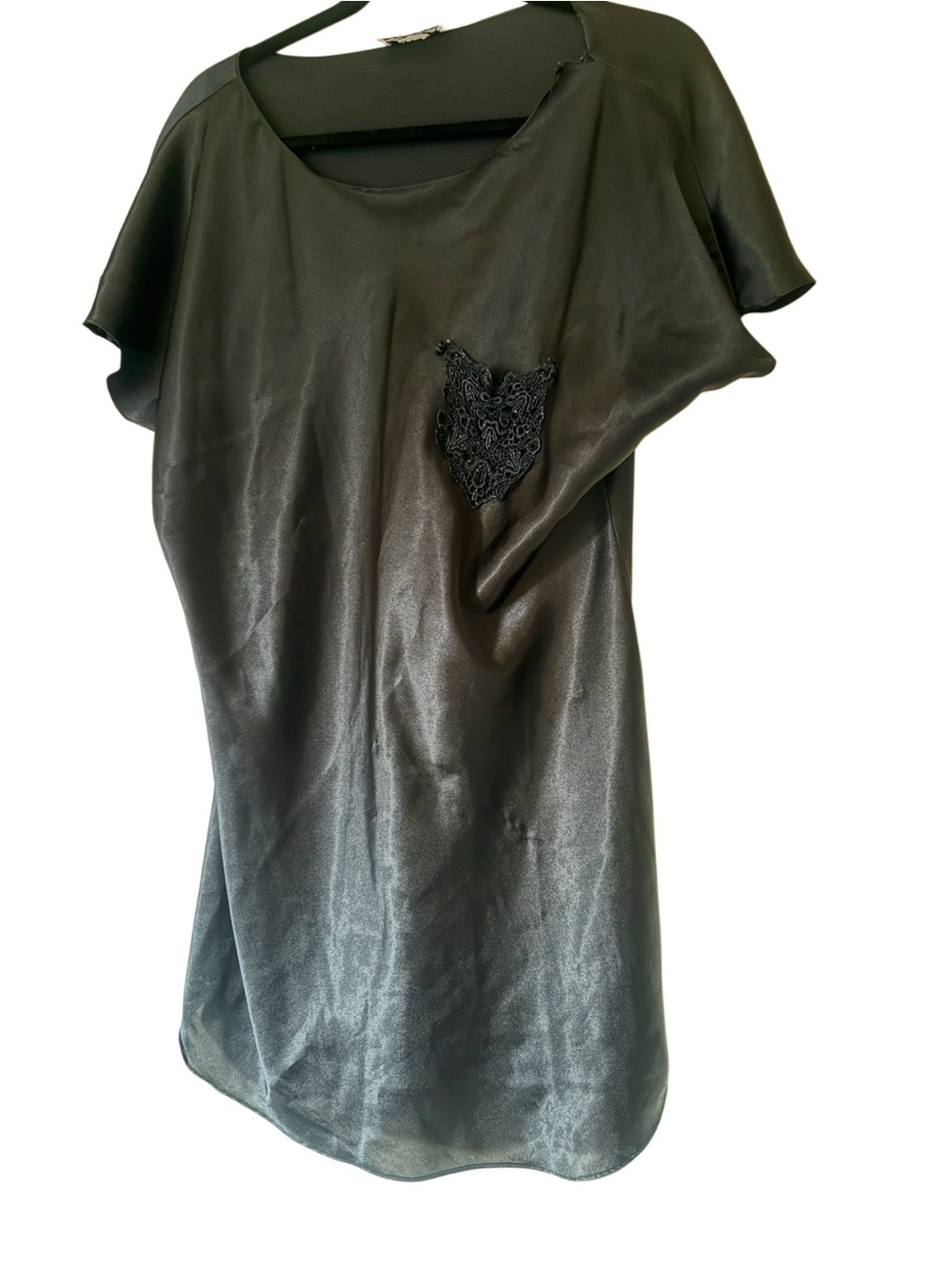 Vintage intimate affair Black short sleeve Satin Women's nightie 90s Sz m